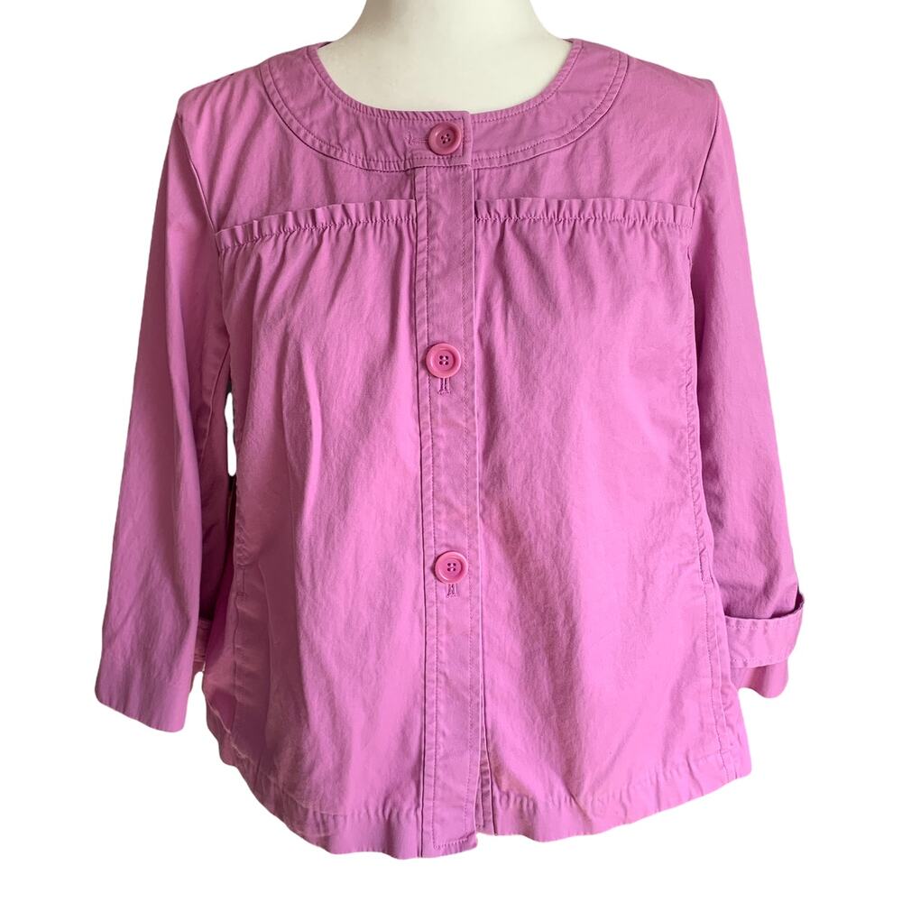 Talbots Women's Lavender Purple Casual Cotton Jacket with Ruffle 14P